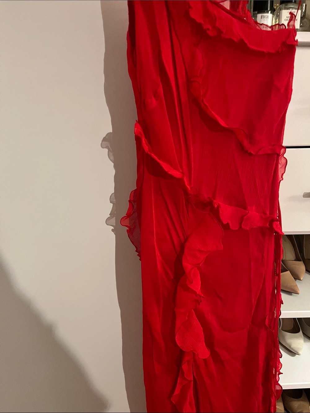 Mango Red One-Shoulder Ruffle Gown - Picture 4 of 5